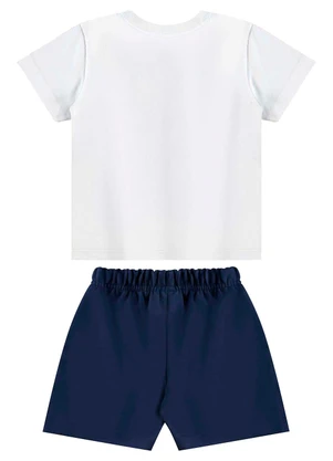 Bee Loop - Conjunto Camiseta Dino e Bermuda Branco - BEE LOOP
