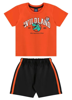 Bee Loop - Conjunto Camiseta Dino e Bermuda Laranja - BEE LOOP