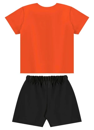 Bee Loop - Conjunto Camiseta Dino e Bermuda Laranja - BEE LOOP
