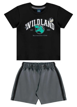 Bee Loop - Conjunto Camiseta Dino e Bermuda Preto - BEE LOOP