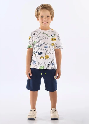 Up Baby - Conjunto Camiseta Dinos Bermuda Branco - UP BABY
