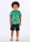 Up Baby - Conjunto Camiseta Dinos Bermuda Branco - variação: Verde