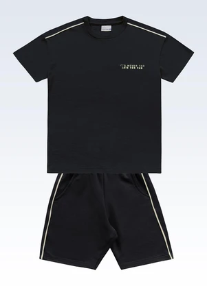 Fakini Kids - Conjunto Camiseta e 2bermuda Preto - FAKINI KIDS