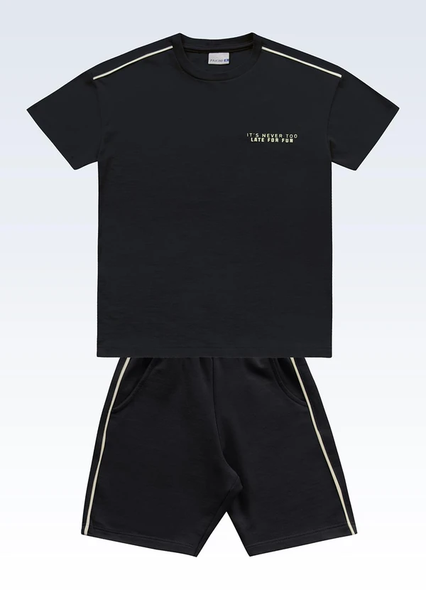 Fakini Kids - Conjunto Camiseta e 2bermuda Preto
