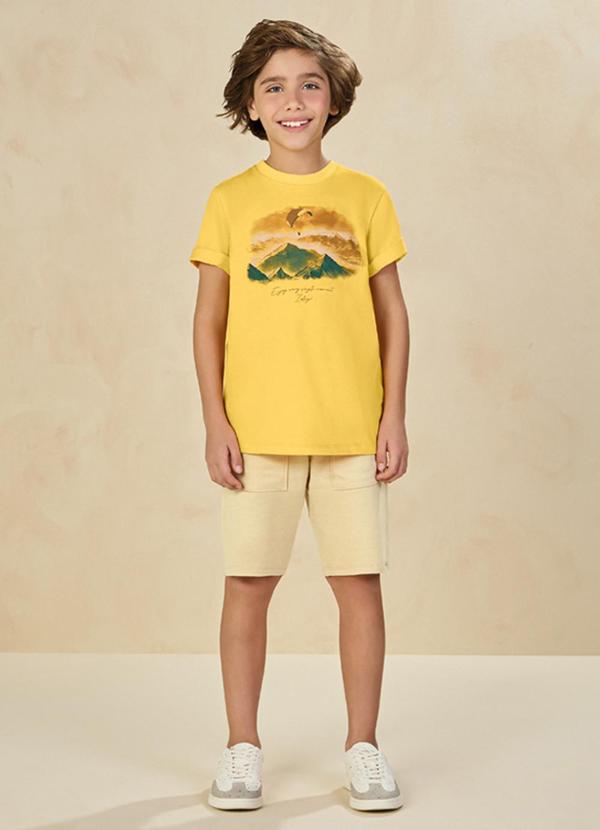 Ioluig - Conjunto Camiseta e Bermuda Alfaiataria Amarelo