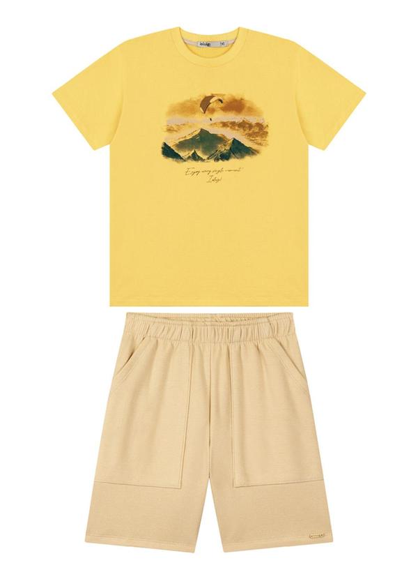 Ioluig - Conjunto Camiseta e Bermuda Alfaiataria Amarelo 2