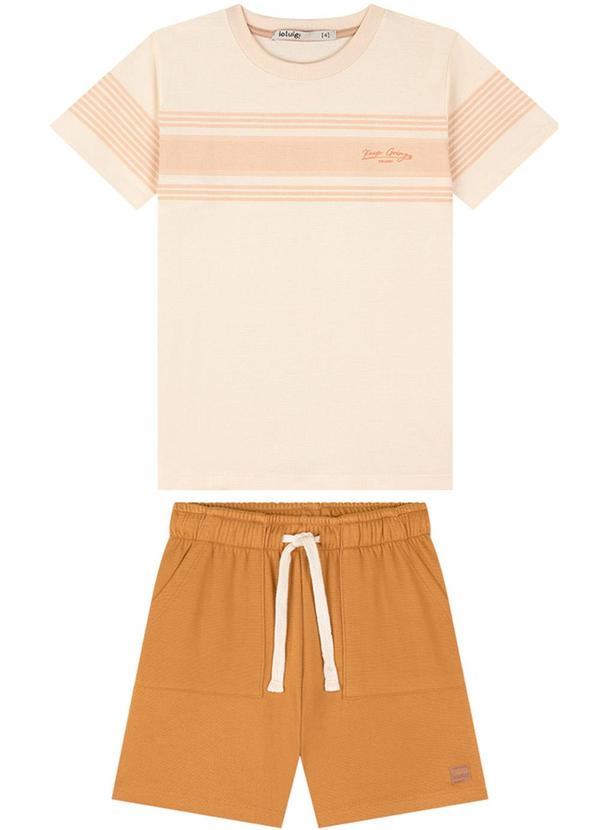 Ioluig - Conjunto Camiseta e Bermuda Alfaiataria Bege 2
