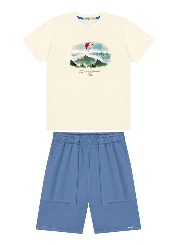Ioluig - Conjunto Camiseta e Bermuda Alfaiataria Bege