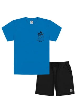 Abrange - Conjunto Camiseta e Bermuda Azul Azul e Preto - ABRANGE