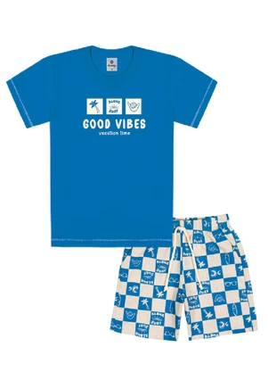 Abrange - Conjunto Camiseta e Bermuda Azul - ABRANGE
