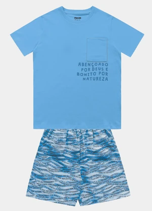 Fakini Kids - Conjunto Camiseta e Bermuda Azul - FAKINI KIDS