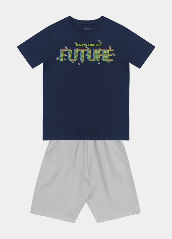 Fakini Kids - Conjunto Camiseta e Bermuda Azul