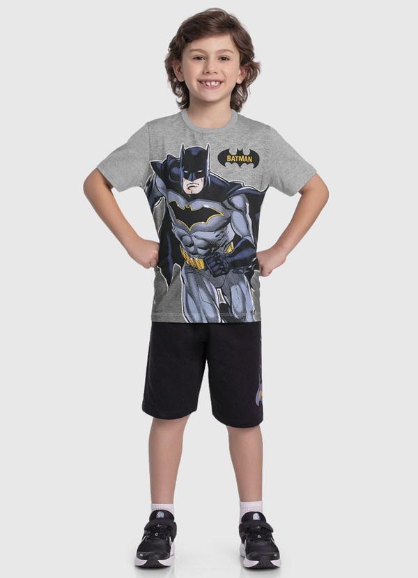 Fakini Kids - Conjunto Camiseta e Bermuda Batman Cinza