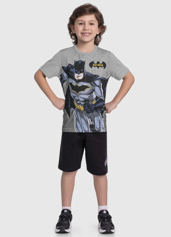 Fakini Kids - Conjunto Camiseta e Bermuda Batman Cinza