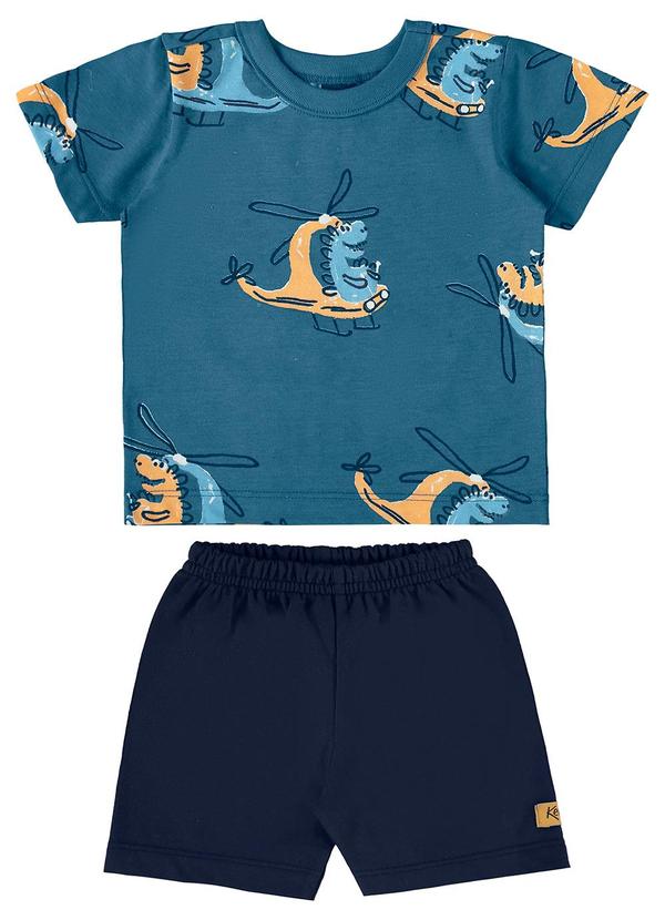 Bee Loop - Conjunto Camiseta e Bermuda Bebê Azul
