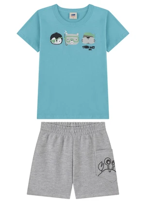 Marlan - Conjunto Camiseta e Bermuda Bebê Estampa Azul - MARLAN