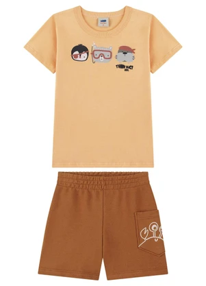 Marlan - Conjunto Camiseta e Bermuda Bebê Estampa Laranja - MARLAN