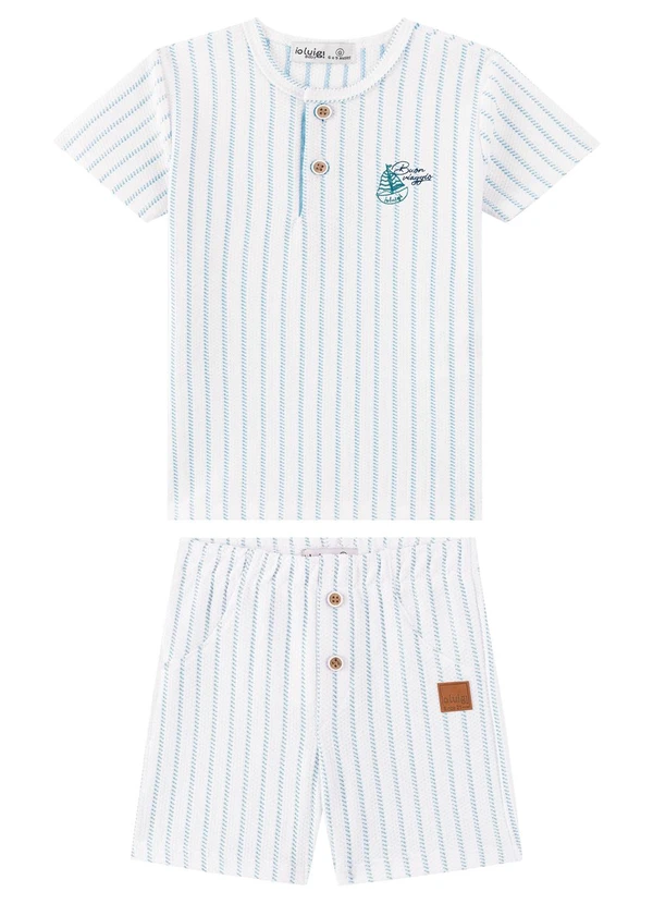 Ioluig - Conjunto Camiseta e Bermuda Bebê Malha Azul