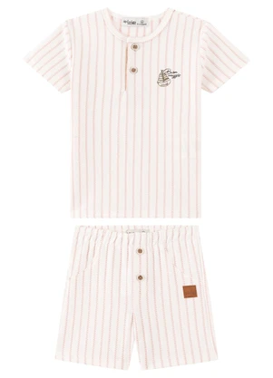 Ioluig - Conjunto Camiseta e Bermuda Bebê Malha Bege - IOLUIG