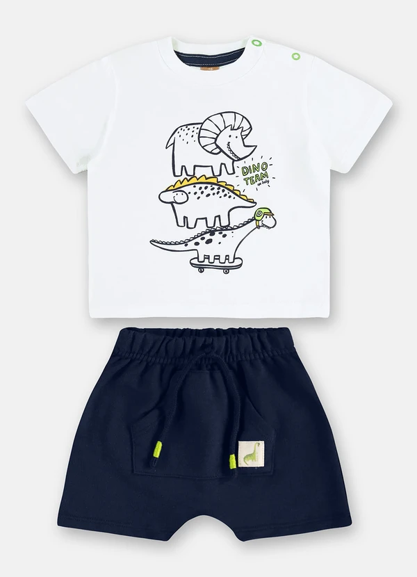 Up Baby - Conjunto Camiseta e Bermuda Bebê Branco 2