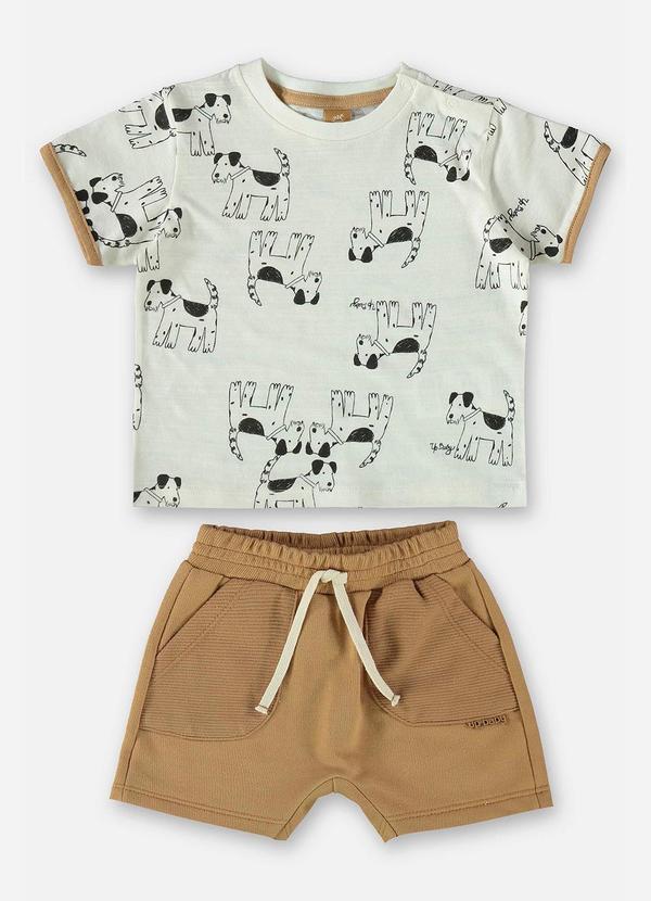 Up Baby - Conjunto Camiseta e Bermuda Bege