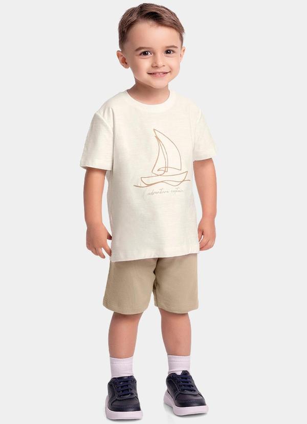 Fakini Kids - Conjunto Camiseta e Bermuda Bege