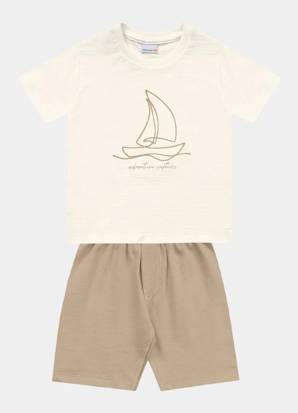 Fakini Kids - Conjunto Camiseta e Bermuda Bege 2