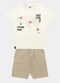 Fakini Kids - Conjunto Camiseta e Bermuda Verde - variação: Bege
