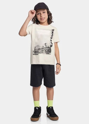 Fakini Kids - Conjunto Camiseta e Bermuda Bege - FAKINI KIDS
