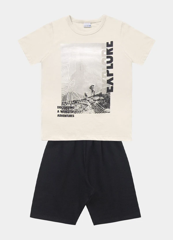 Fakini Kids - Conjunto Camiseta e Bermuda Bege 5