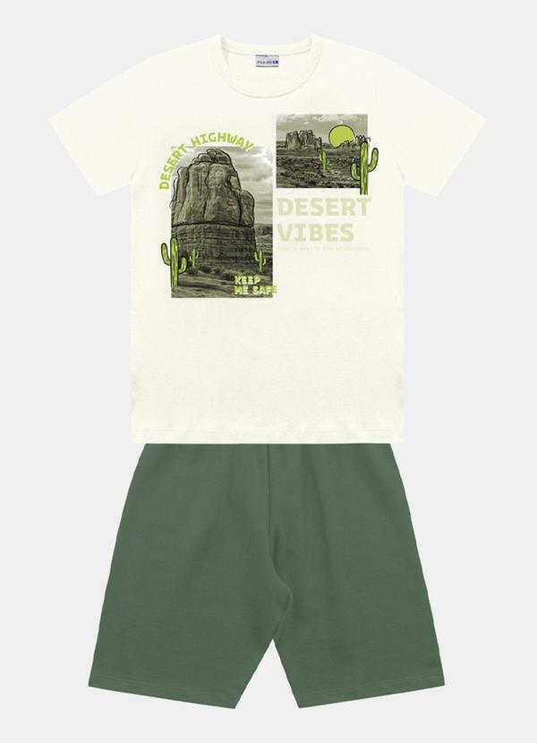 Fakini Kids - Conjunto Camiseta e Bermuda Bege