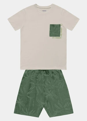 Fakini Kids - Conjunto Camiseta e Bermuda Bege - FAKINI KIDS
