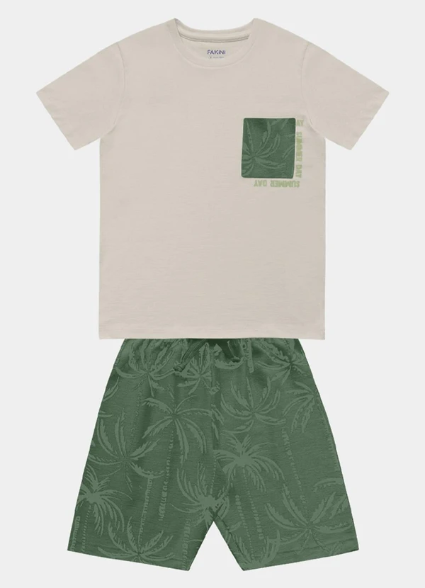 Fakini Kids - Conjunto Camiseta e Bermuda Bege