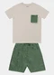 Fakini Kids - Conjunto Camiseta e Bermuda Bege - variação: Bege