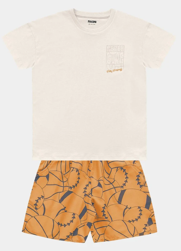 Fakini Kids - Conjunto Camiseta e Bermuda Bege