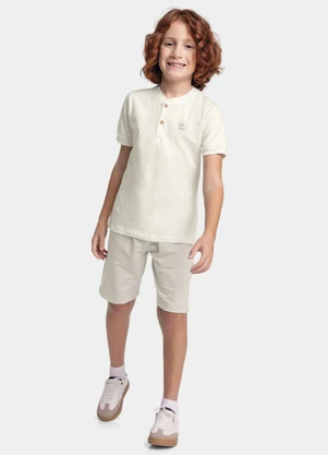 Fakini Kids - Conjunto Camiseta e Bermuda Bege - FAKINI KIDS