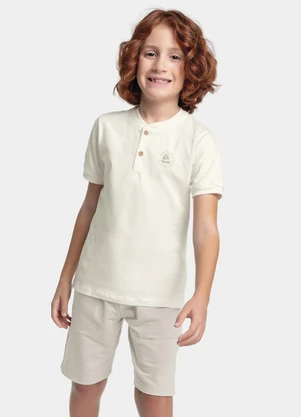 Fakini Kids - Conjunto Camiseta e Bermuda Bege - FAKINI KIDS