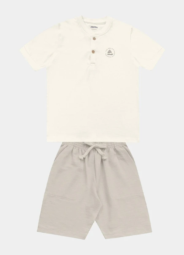 Fakini Kids - Conjunto Camiseta e Bermuda Bege 5