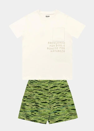 Fakini Kids - Conjunto Camiseta e Bermuda Bege - FAKINI KIDS