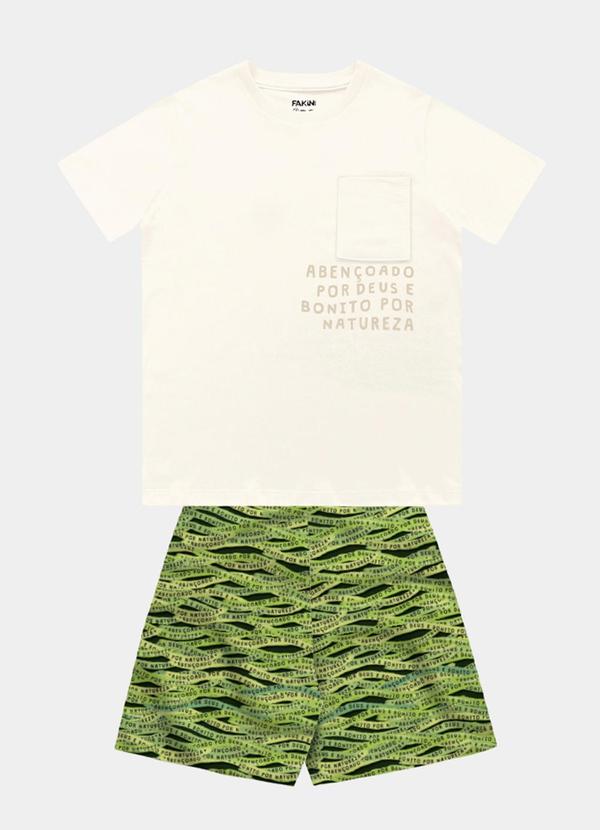 Fakini Kids - Conjunto Camiseta e Bermuda Bege