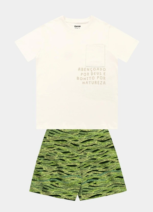 Fakini Kids - Conjunto Camiseta e Bermuda Bege