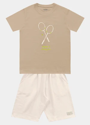 Fakini Kids - Conjunto Camiseta e Bermuda Bege - FAKINI KIDS