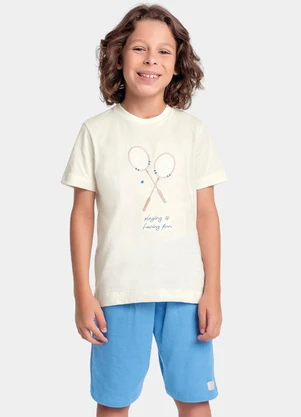 Fakini Kids - Conjunto Camiseta e Bermuda Bege - FAKINI KIDS