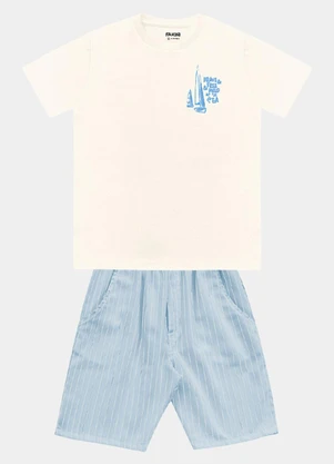 Fakini Kids - Conjunto Camiseta e Bermuda Bege - FAKINI KIDS