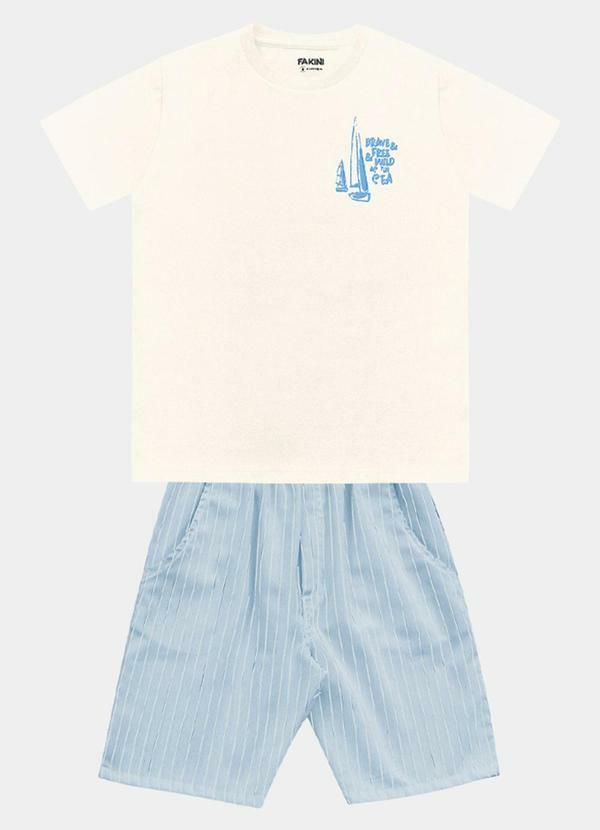 Fakini Kids - Conjunto Camiseta e Bermuda Bege