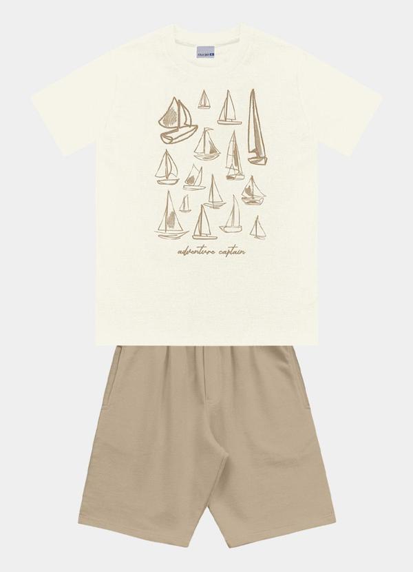 Fakini Kids - Conjunto Camiseta e Bermuda Bege