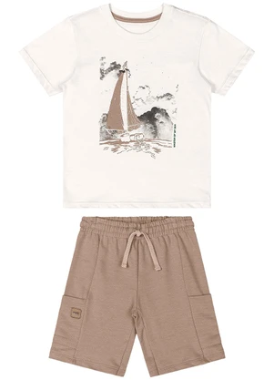 Quimby - Conjunto Camiseta e Bermuda Bege - QUIMBY