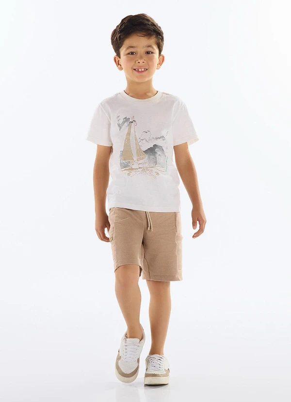 Quimby - Conjunto Camiseta e Bermuda Bege