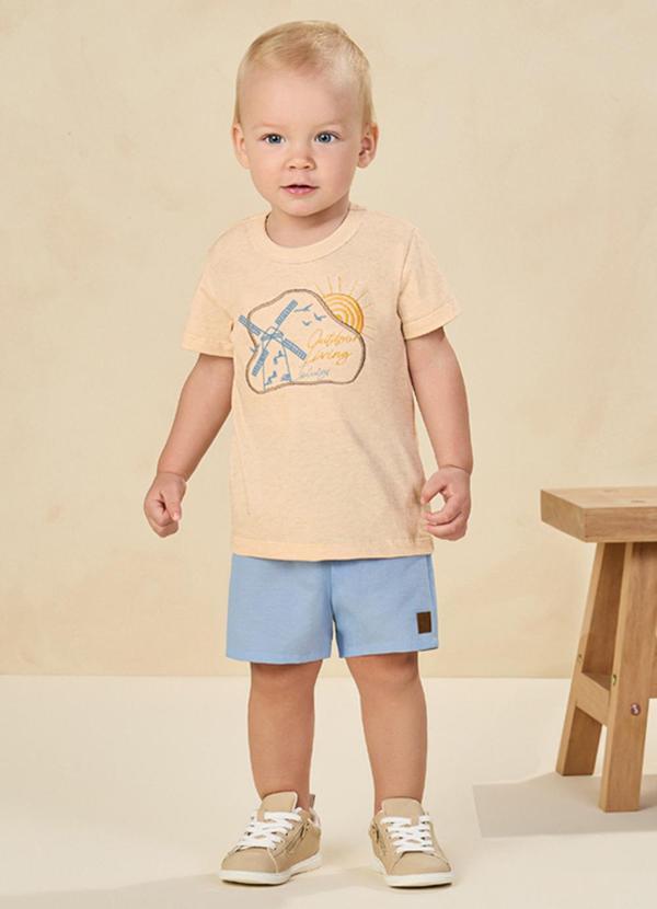Ioluig - Conjunto Camiseta e Bermuda Bege