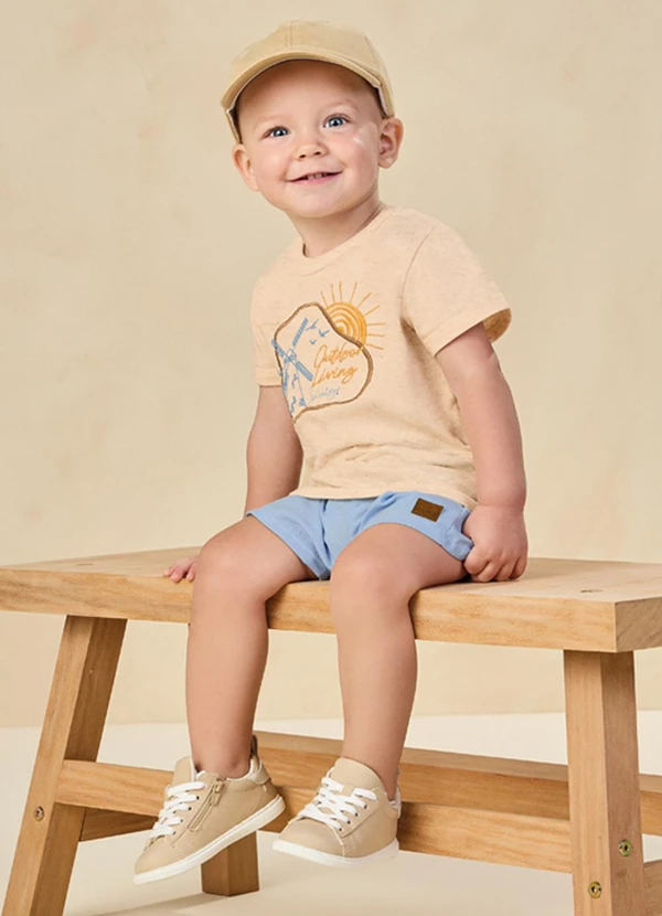 Ioluig - Conjunto Camiseta e Bermuda Bege 2